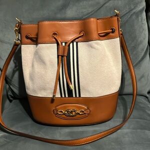 Lauren Ralph Lauren Andie Canvas/Leather bag. Like new